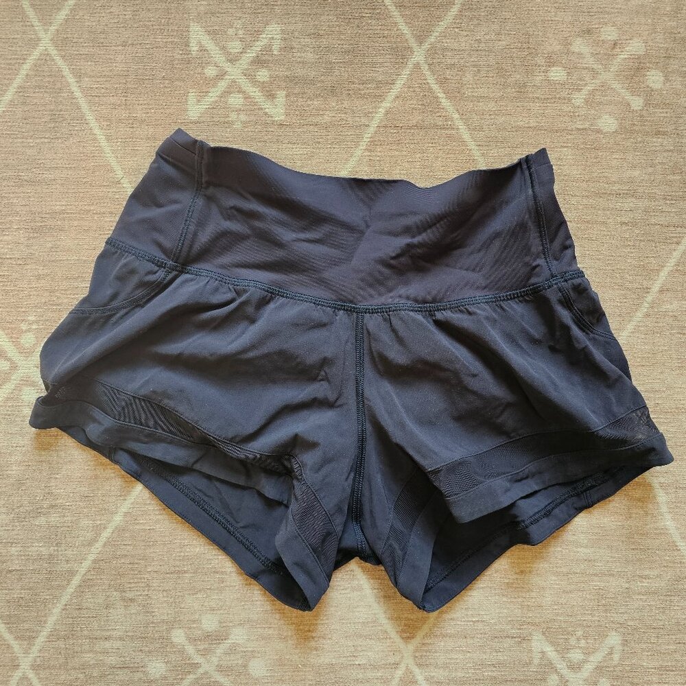 Lululemon deep blue athletic shorts mesh trim
